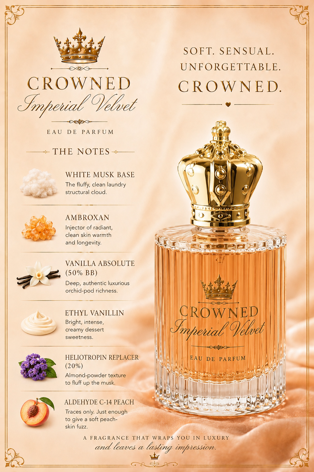 Crowned Imperial Velvet Eau de Parfum - fragrance notes infographic