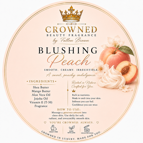 Blushing Peach Body Butter - label infographic